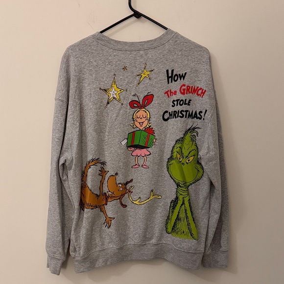 Dr. Seuss Gray Grinch and Max Crewneck Sweater - Picture 4 of 4